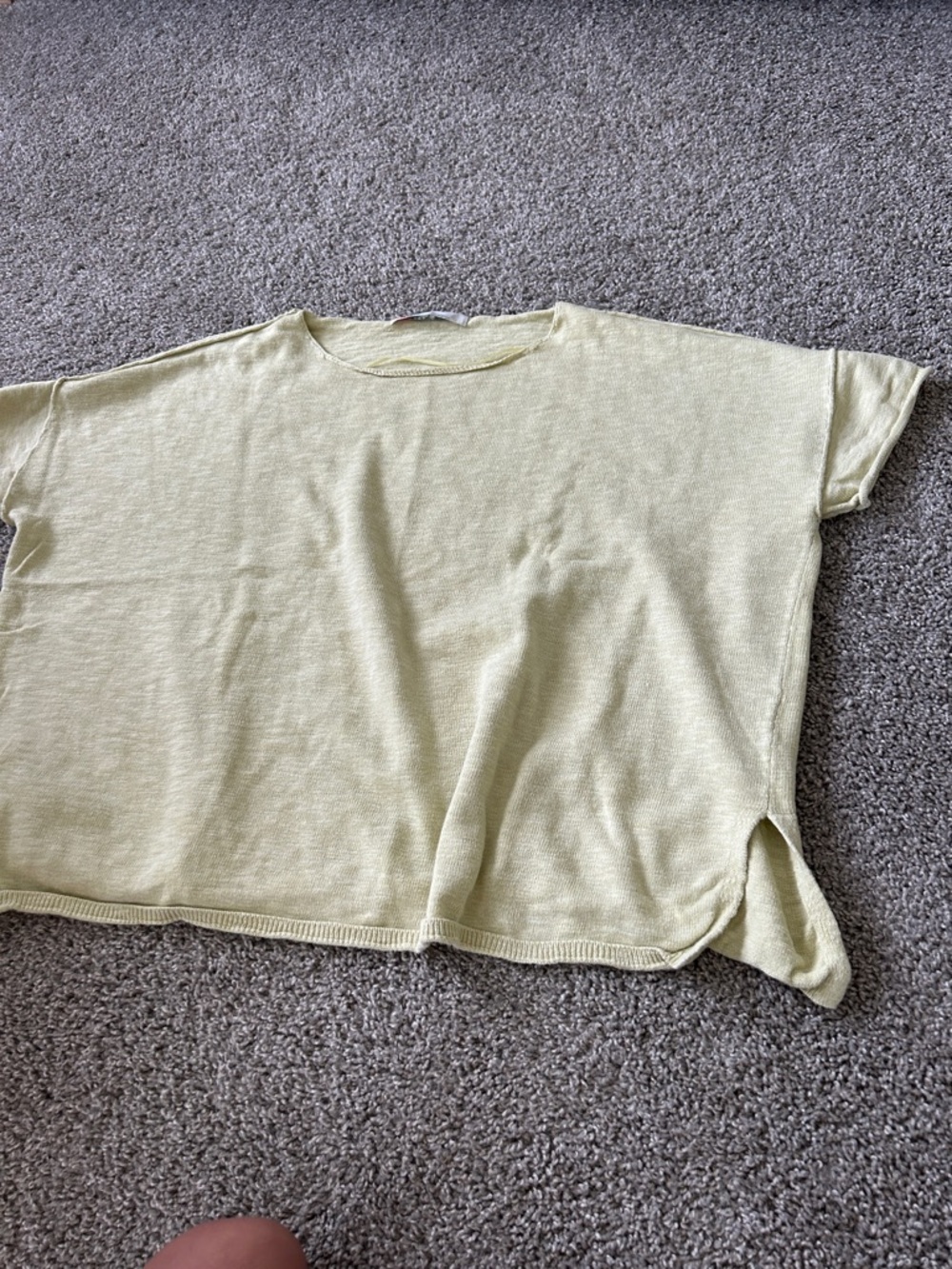 Free People Light Yellow Short Sleeve Tee